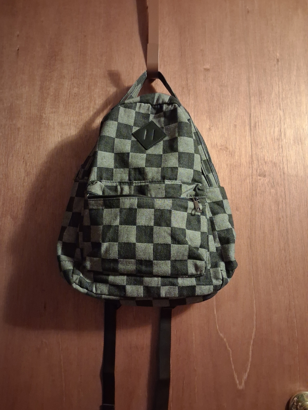 Black And Grey Checkerboard Large Backpack NWOT
